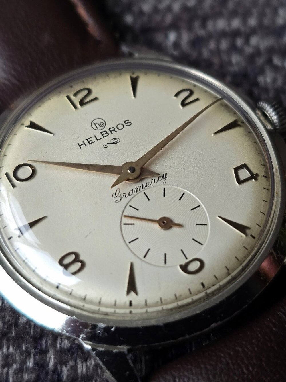 1950s Helbros Men's Watch, Gramercy, Aluminum, Swiss, Cal. 111, 34 mm